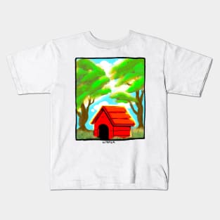 The Red Dog House in Summer Kids T-Shirt